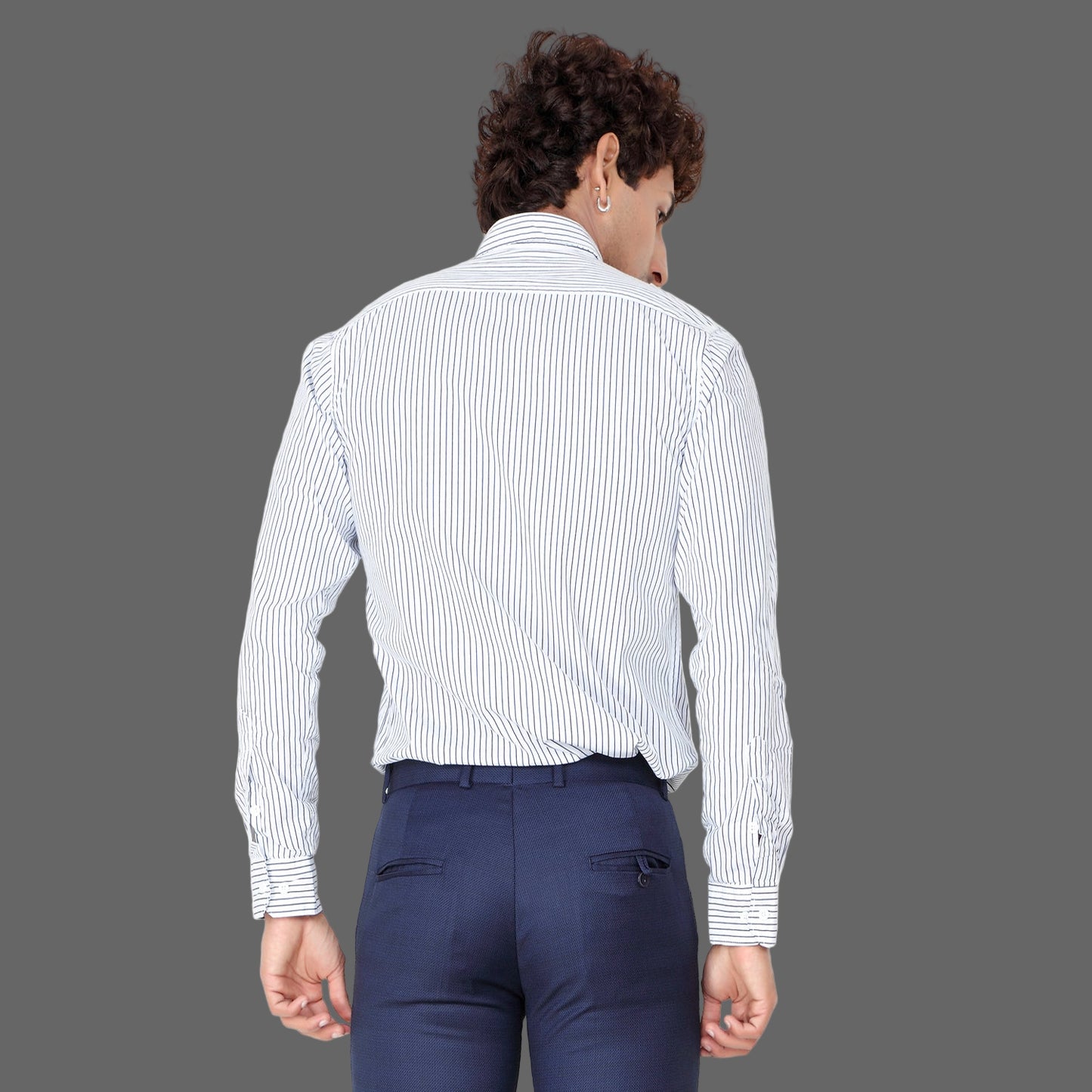 Men’s Stripe White Formal Shirt