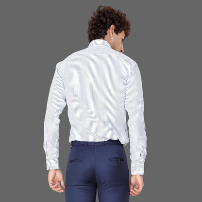 Men’s Stripe White Formal Shirt