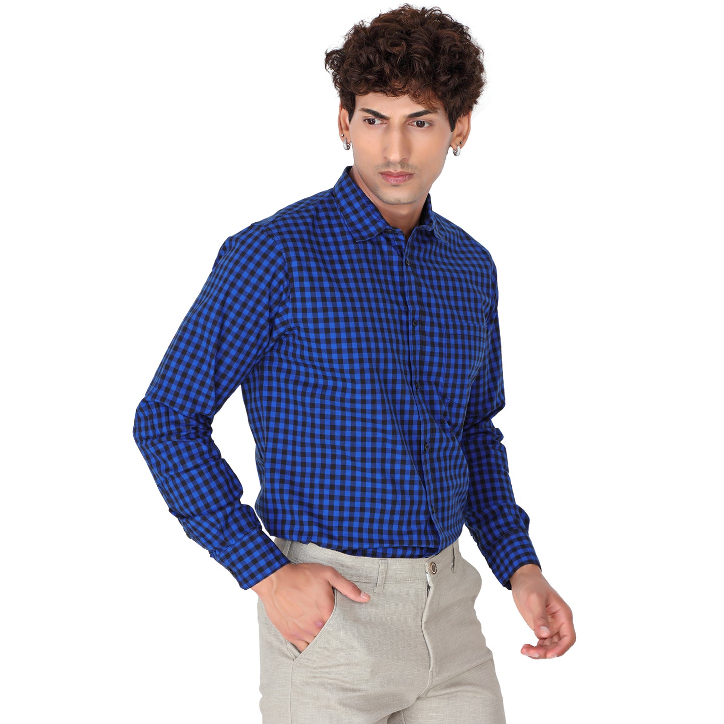 Men’s Ink Blue Checked Shirt