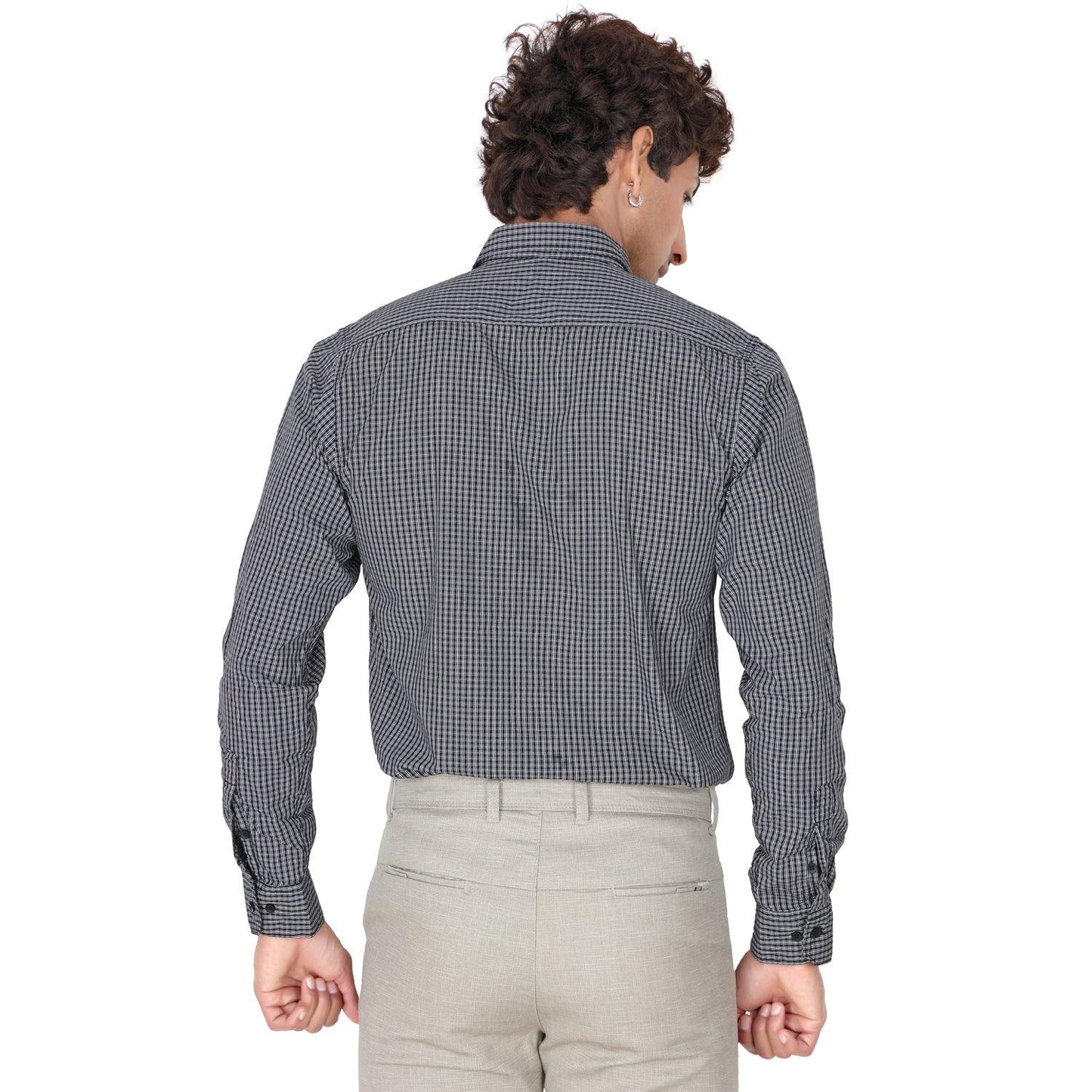 Men’s Black Mini Checked Shirt