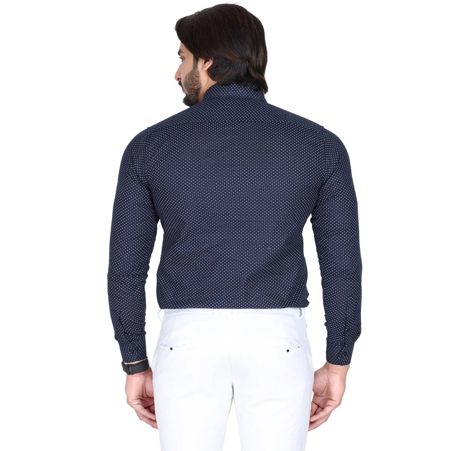 Men’s Easy Iron Regular Fit Polka Dot Blue Shirt