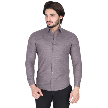 Men’s Easy Iron Regular Fit Polka Dot Grey Shirt