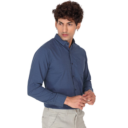 Men’s Oriental Blue Checked Shirt