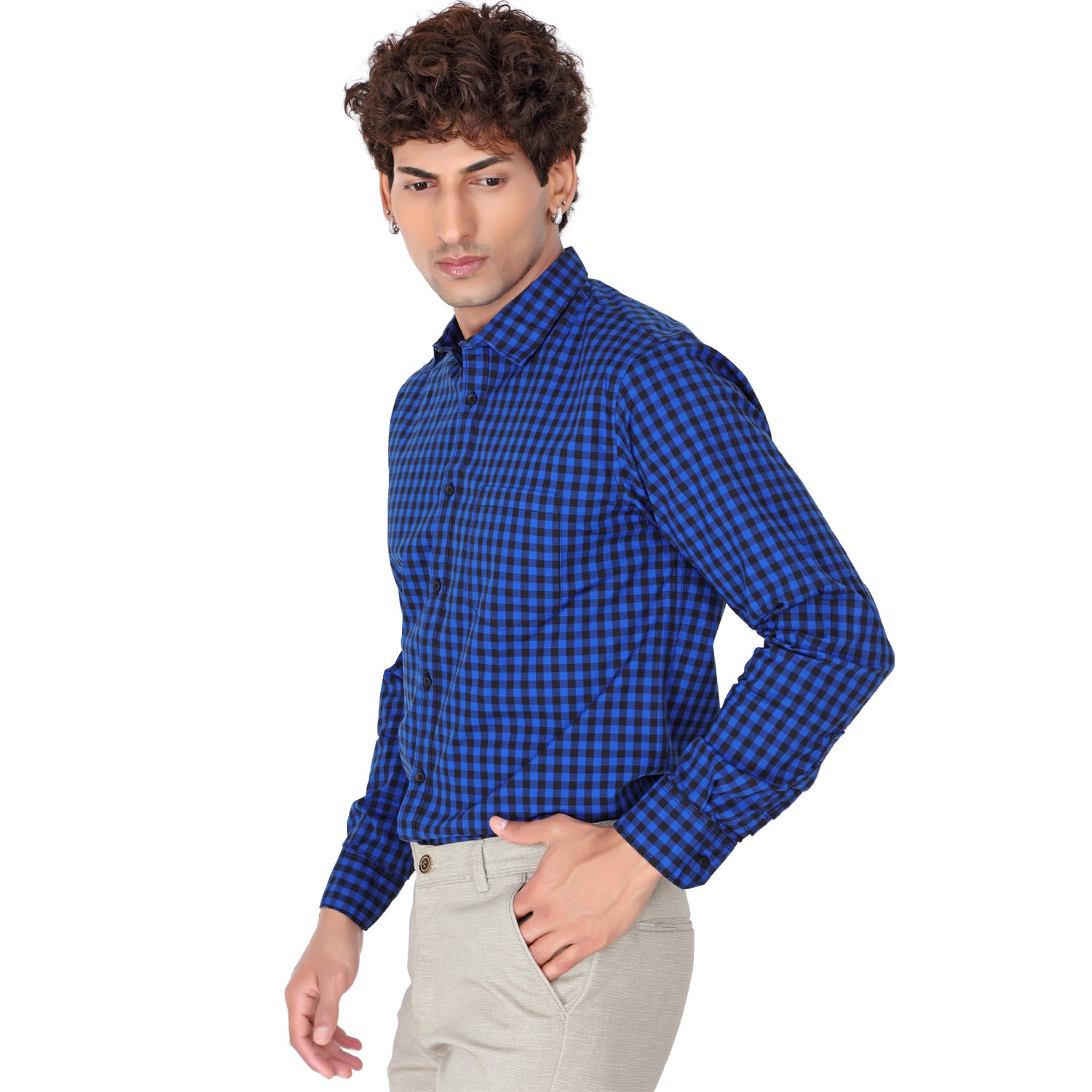 Men’s Ink Blue Checked Shirt