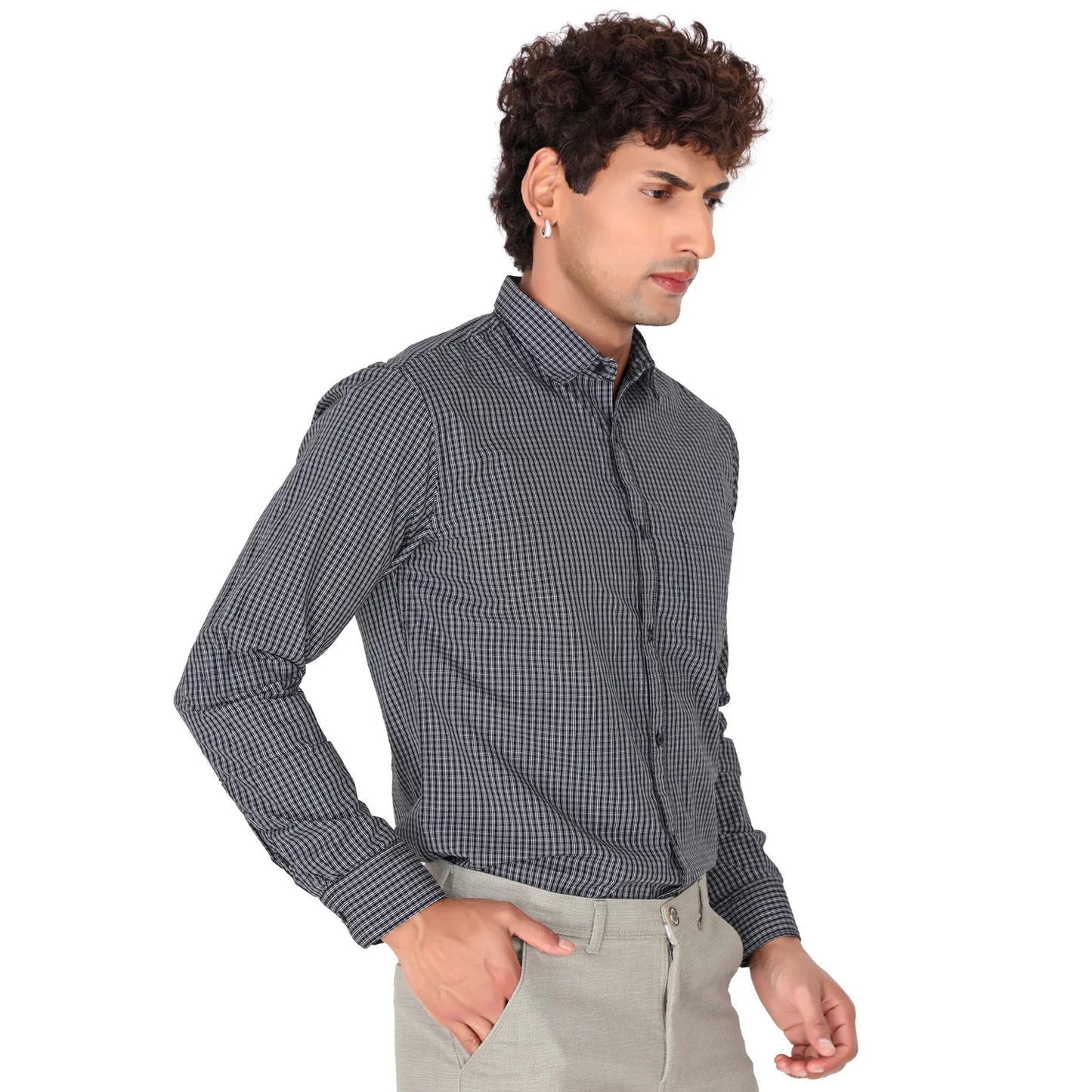 Men’s Black Mini Checked Shirt