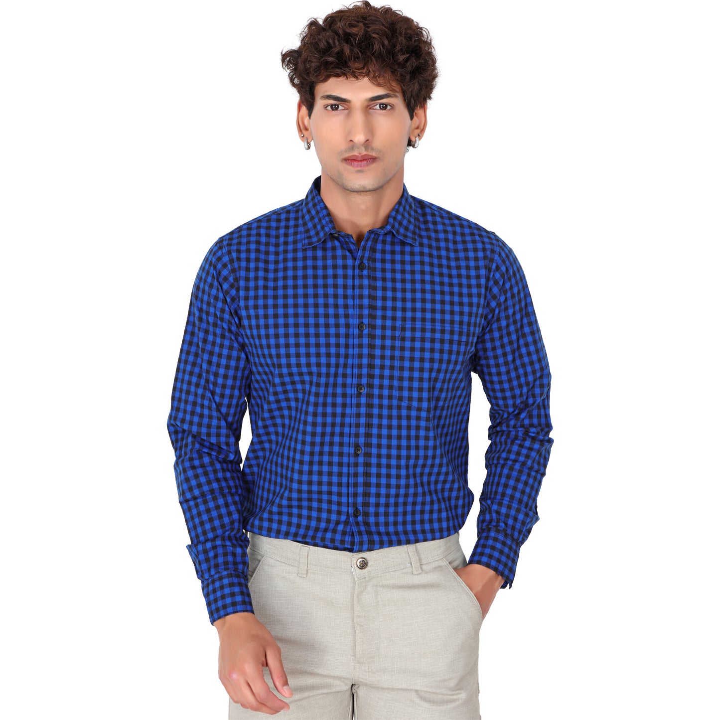 Men’s Ink Blue Checked Shirt