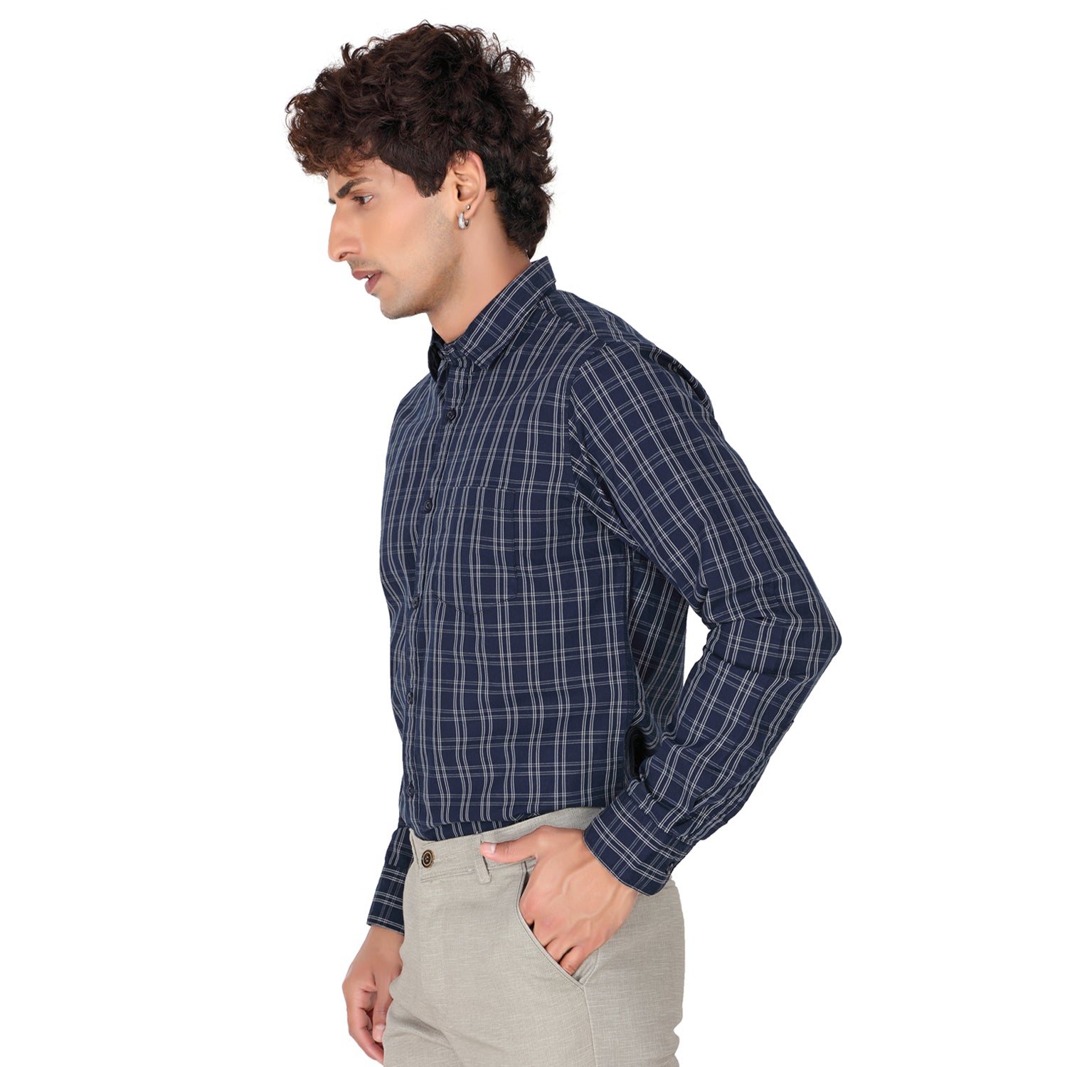 Men’s Space Blue Checked Shirt