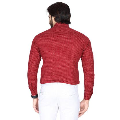 Men’s Easy Iron Regular Fit Polka Dot Red Shirt