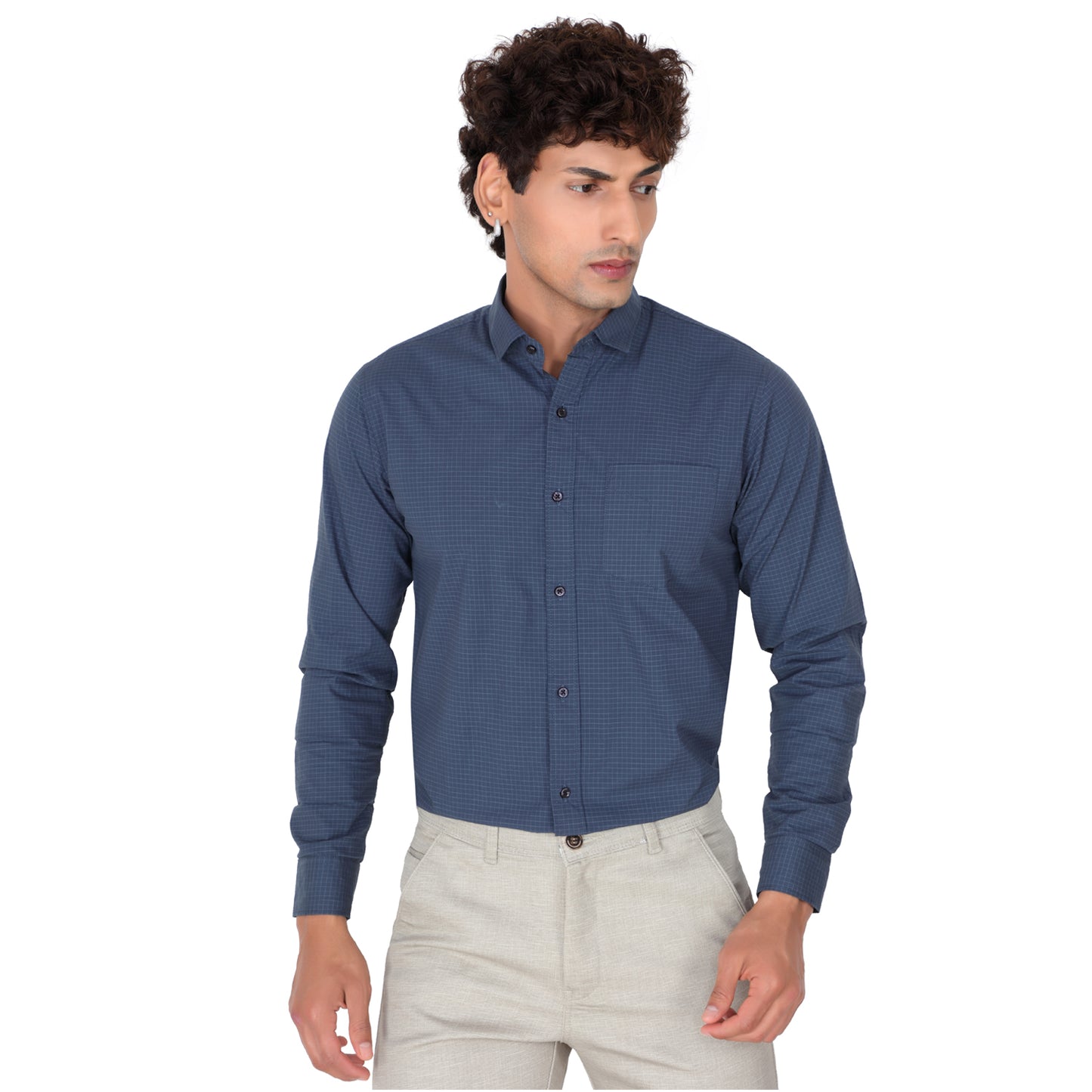 Men’s Oriental Blue Checked Shirt