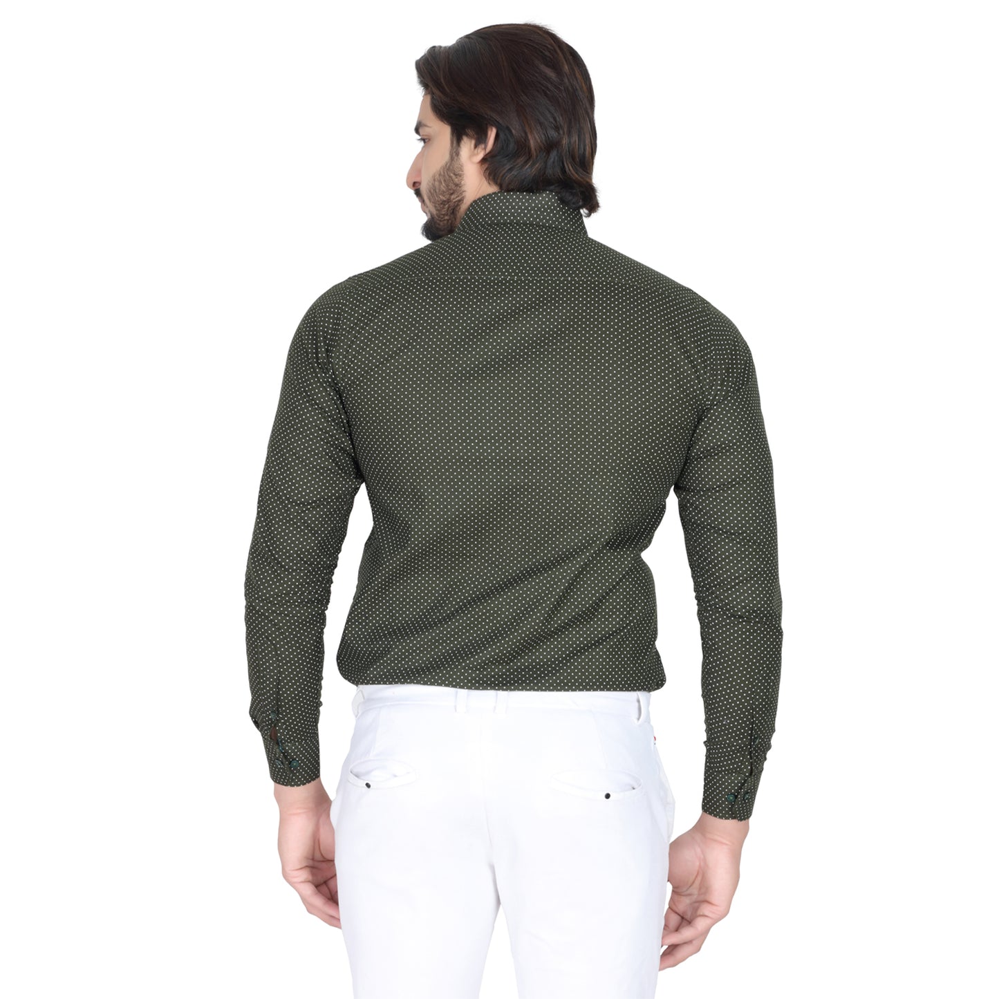 Men’s Easy Iron Regular Fit Polka Dot Green Shirt