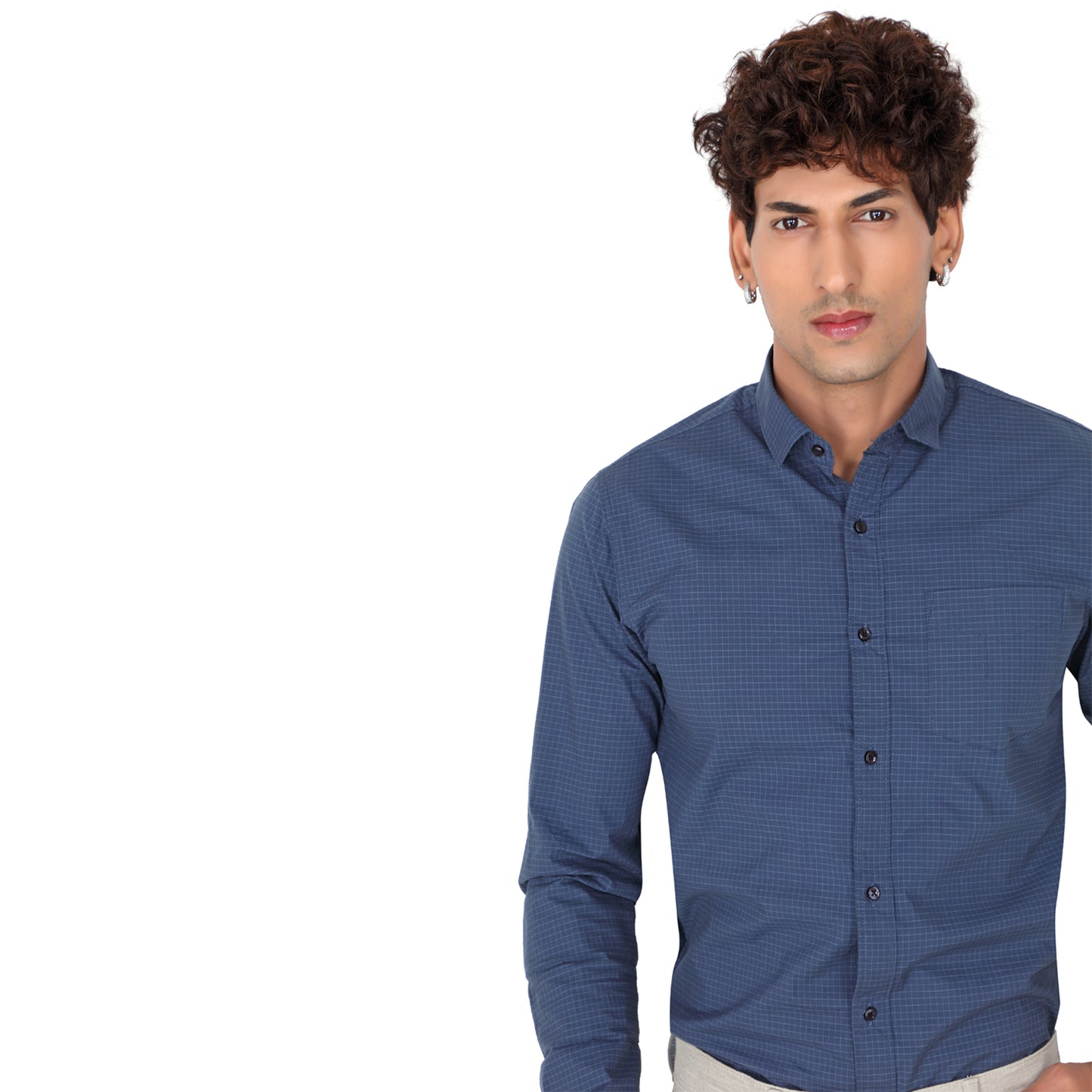 Men’s Oriental Blue Checked Shirt