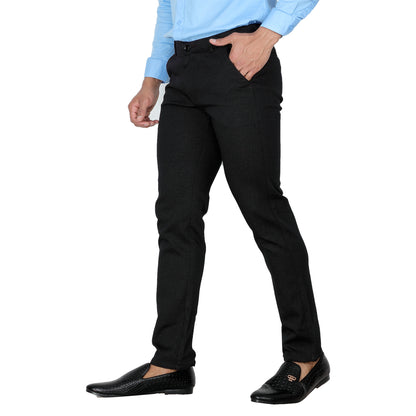 Men's Straight Fit Black Cotton Pants on a model.