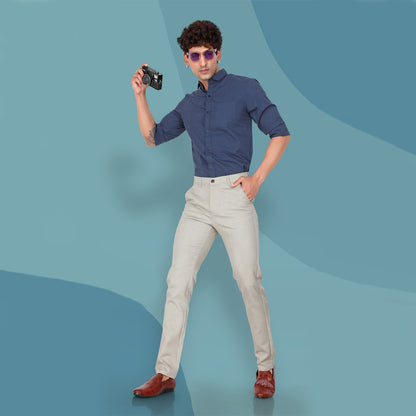 A detail shot showing the relaxed fit and stitching of the men's pants.

