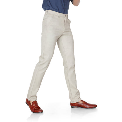 LP Creation Men's Cream Trousers with a straight fit.

