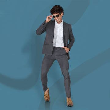 Men’s Solid Grey Cotton Blazer