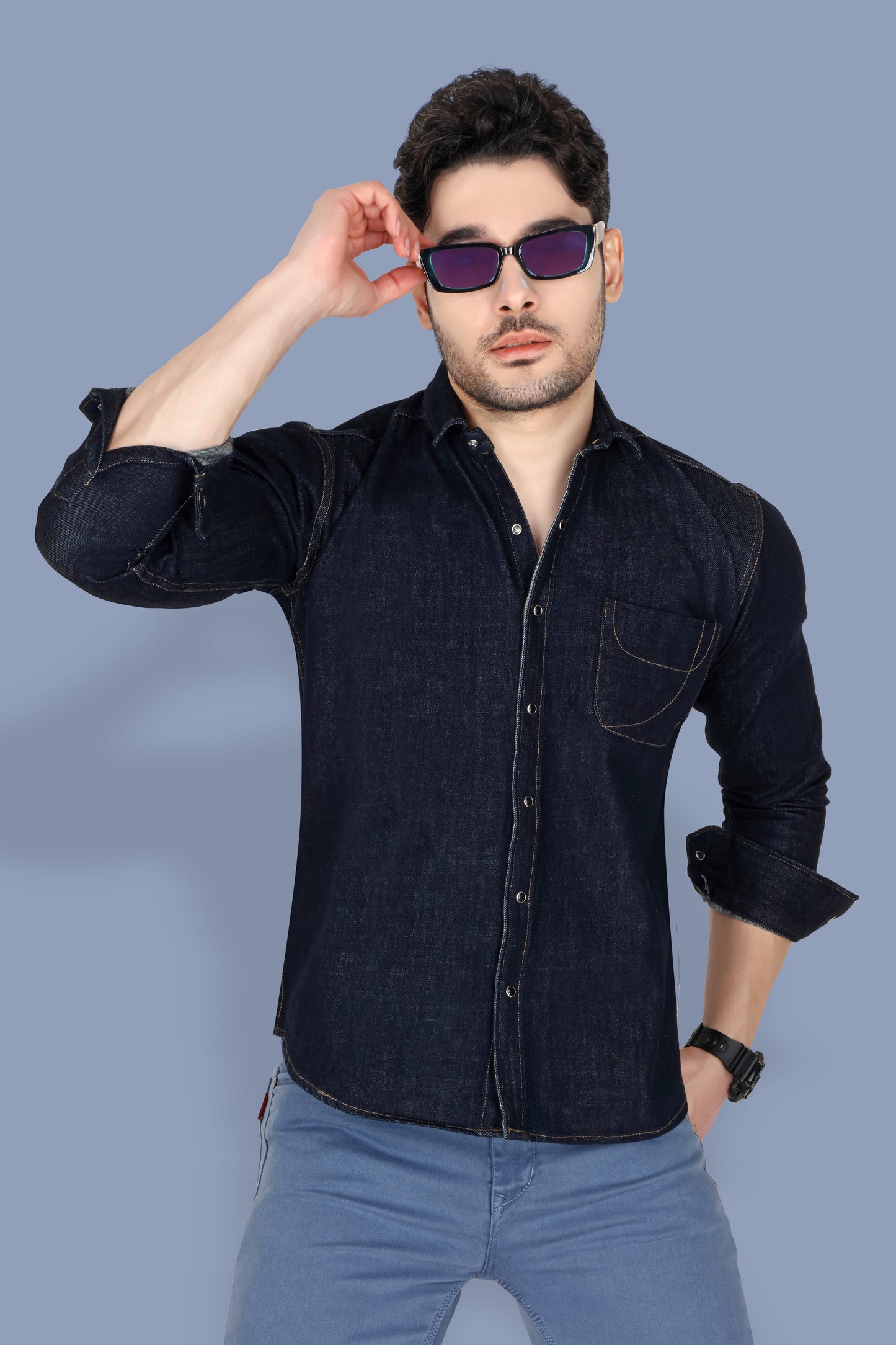 Men’s Denim Black Casual Shirt