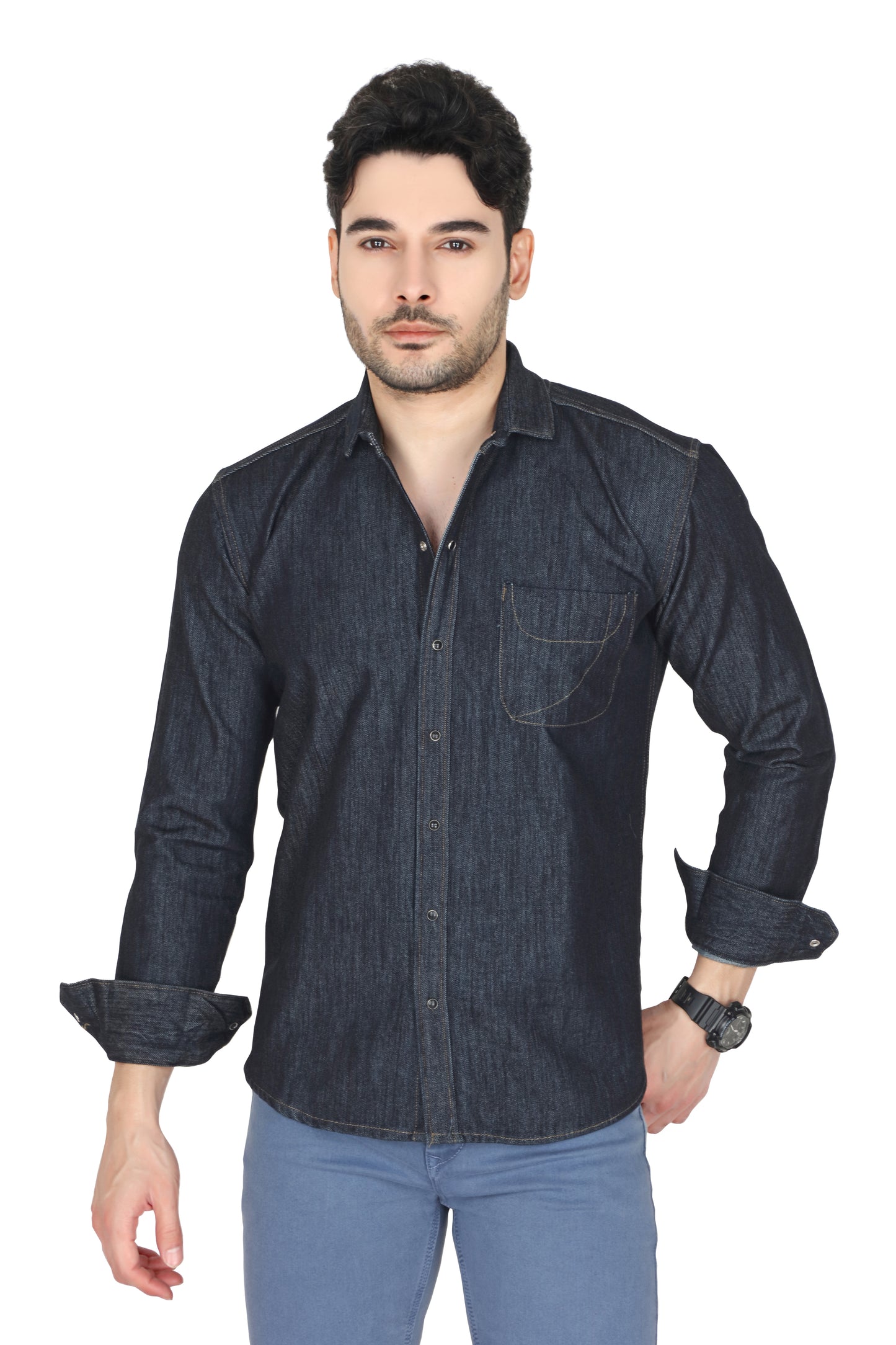 Men’s Denim Black Casual Shirt