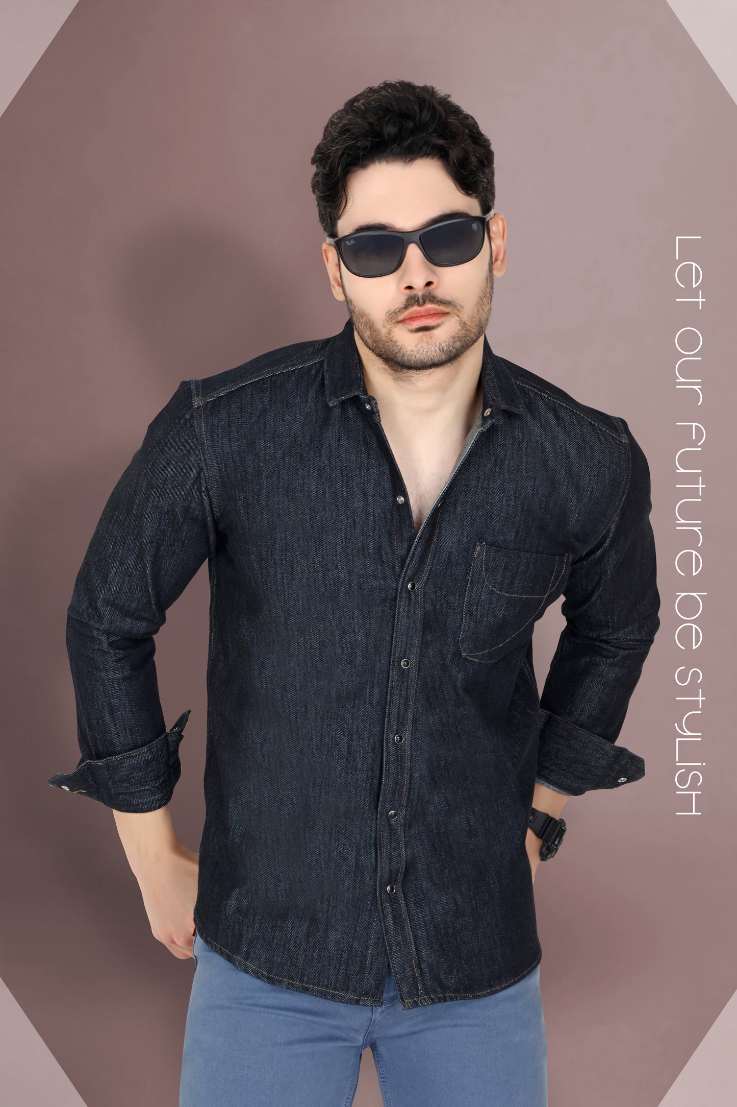 Men’s Denim Black Casual Shirt