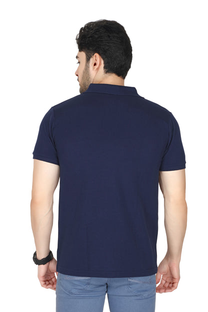Men’s Half Sleeve Collared T-Shirt (No Button, Cotton-Polyester Blend, Casual Wear)