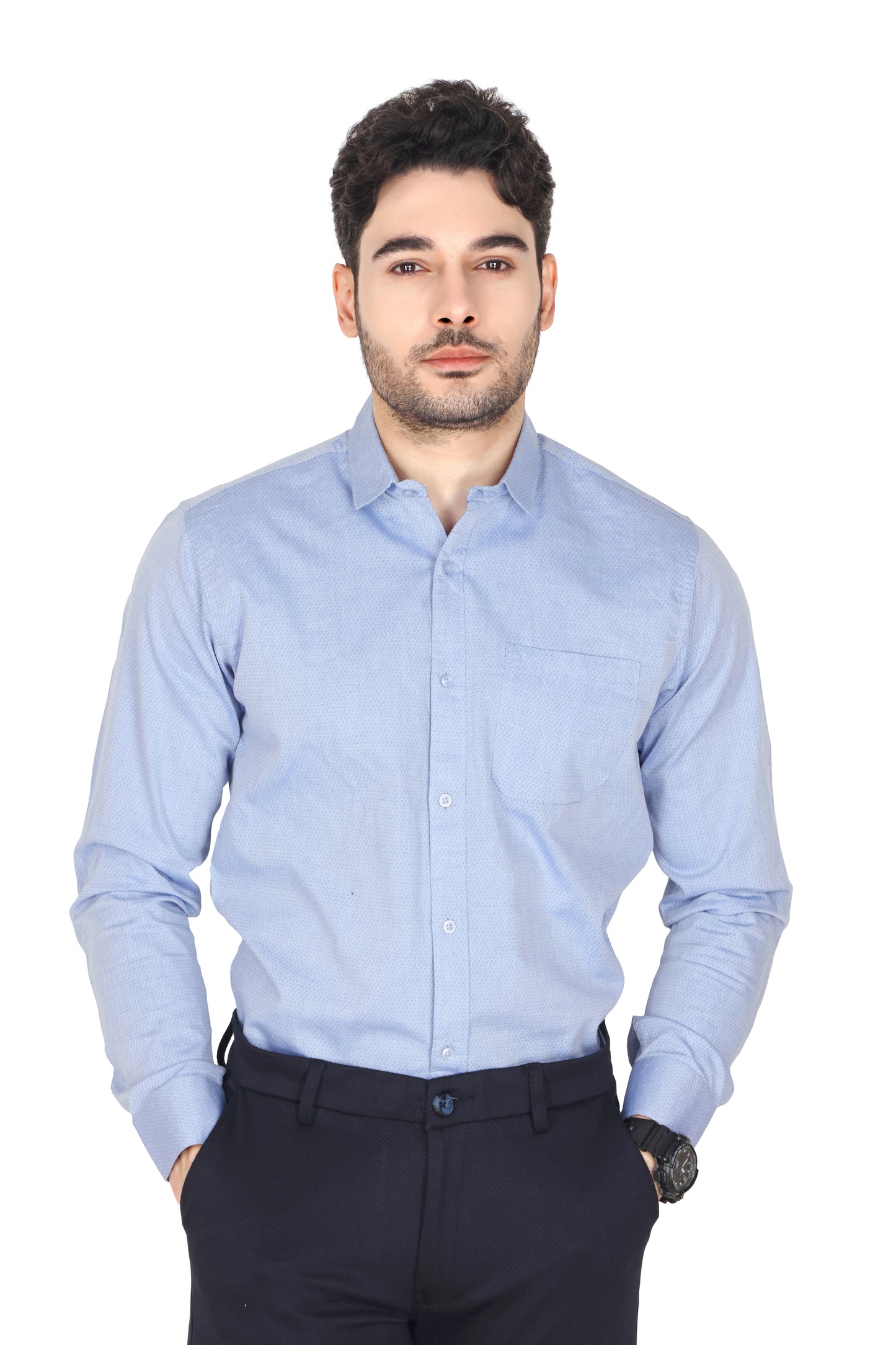 Men’s Formal Sky Blue Printed Shirt
Success
