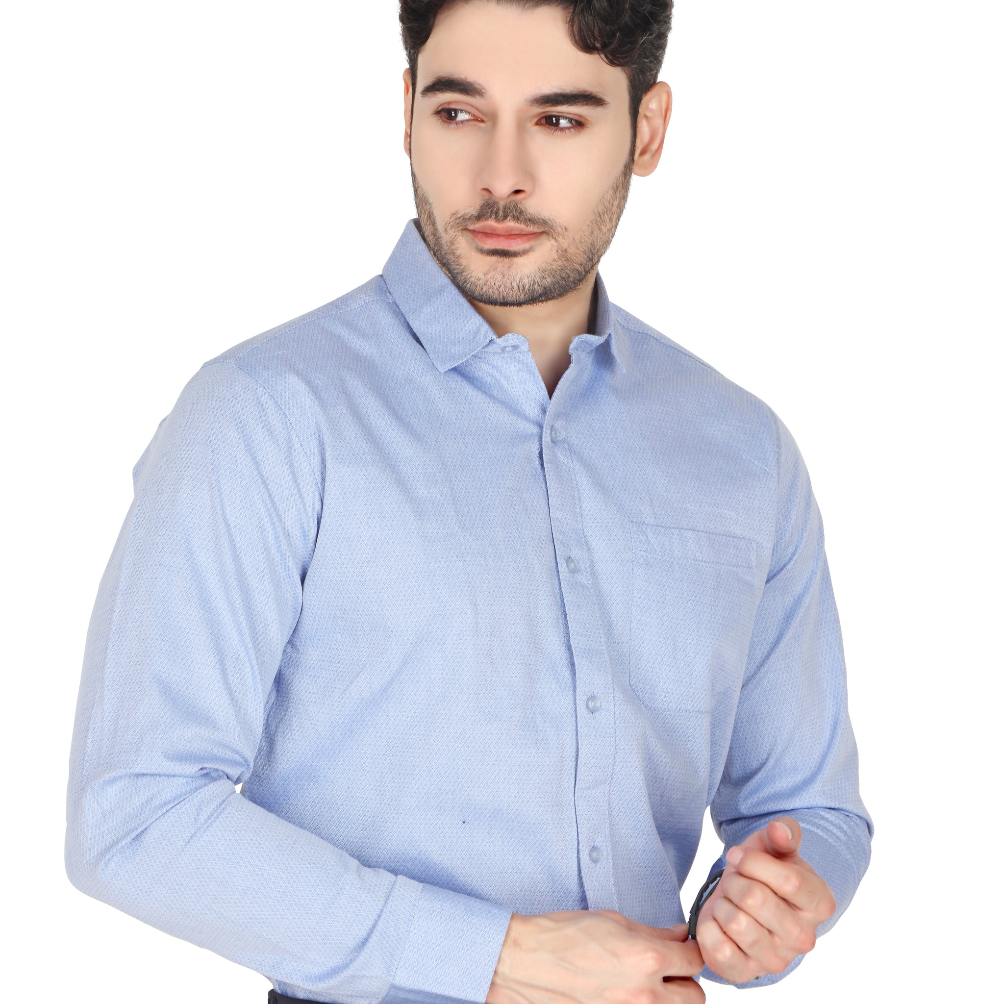 Men’s Formal Sky Blue Printed Shirt