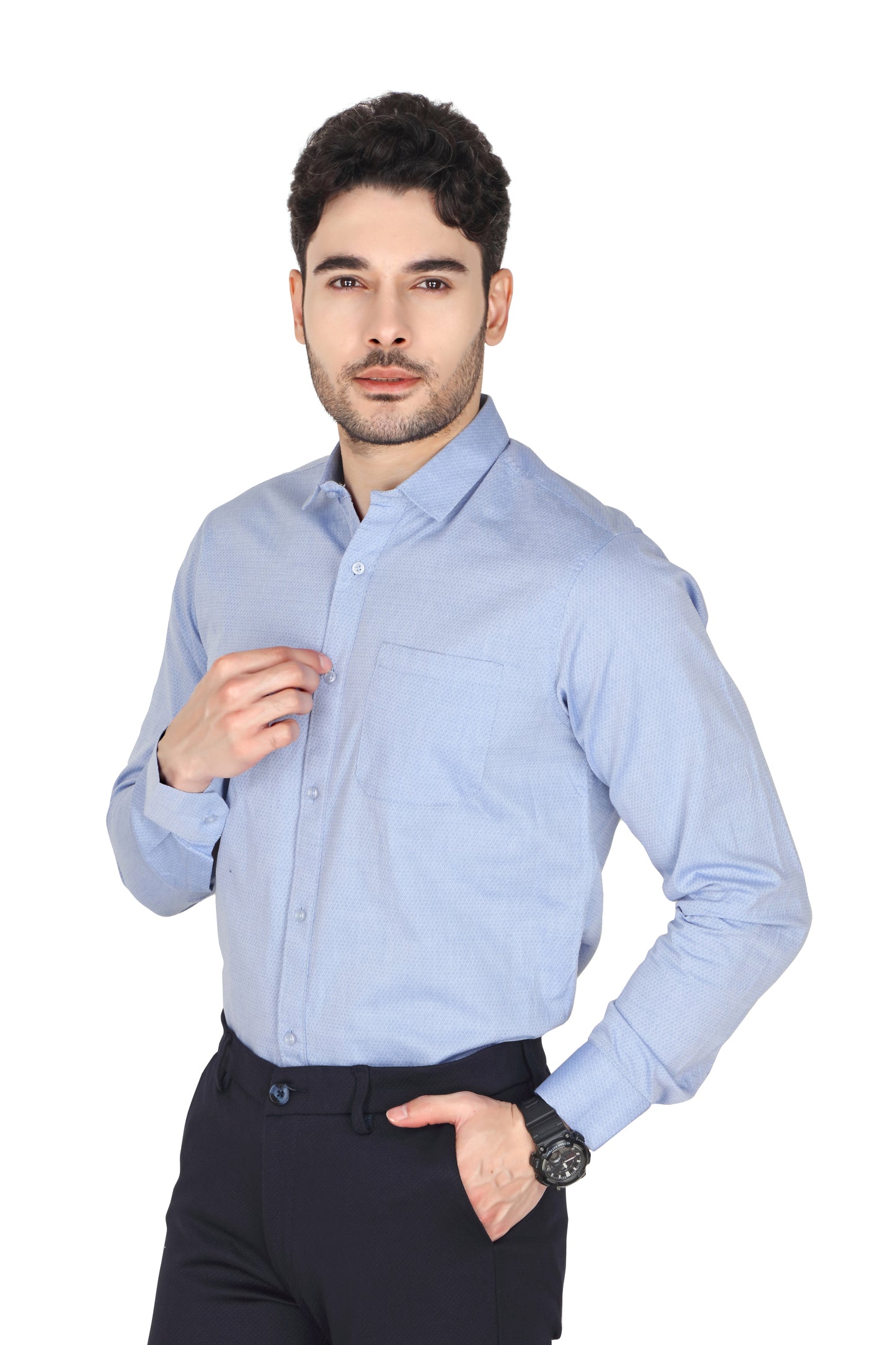 Men’s Formal Sky Blue Printed Shirt
Success