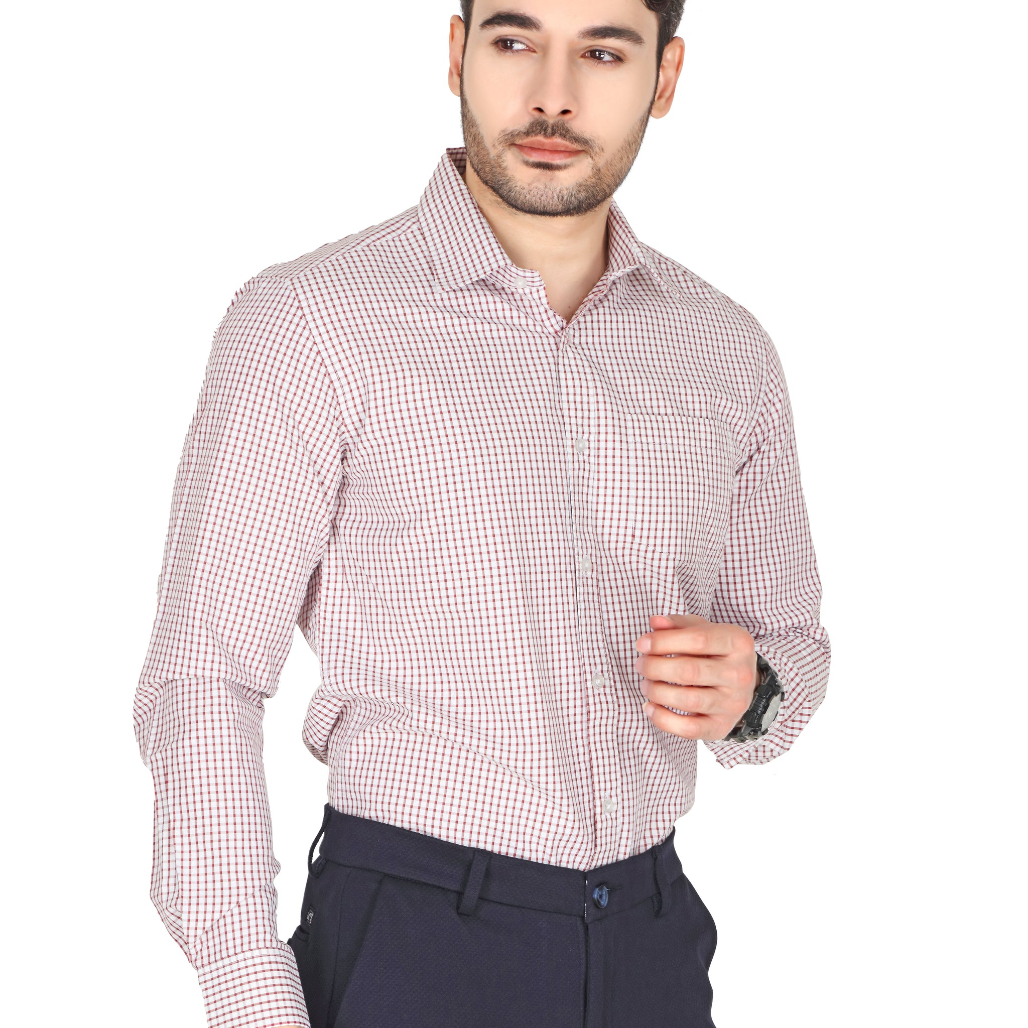 Men’s Formal Red Checked Shirt