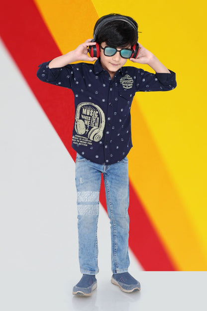 Kid’s Circle Printed Blue Shirt