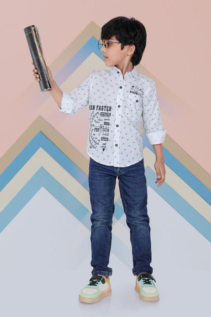 Kid’s Polka Dot Printed White Shirt