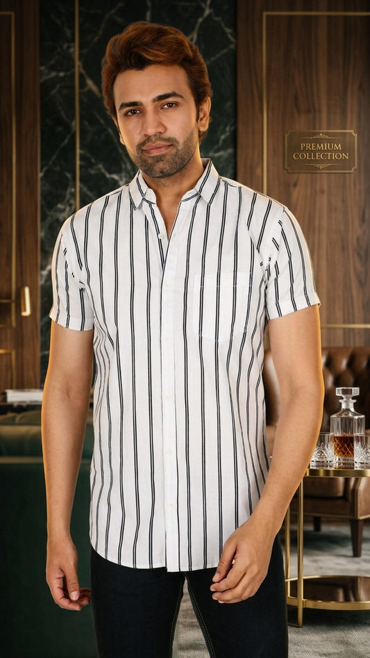 Men's Casual Striped & Half Sleeve Shirts