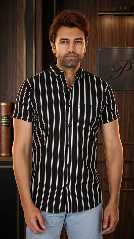 Men's Casual Striped & Half Sleeve Shirts